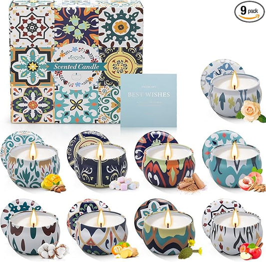 Candles Gifts for Women, 9 Pack Candles for Home Scented, Soy Scented Candle for Home, Aromatherapy Candle Gifts Set for Christmas, Birthday, Mothers Day, Valentine's Day