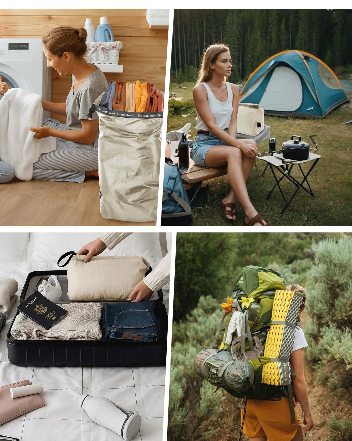 EPEDAL24 Travel Laundry Bag, Pump-free Vacuum Compression Dirty Clothes Bag, Large Reusable Waterproof & Washable Laundry Bag, Wet and Dry Bag, Ideal for Suitcases, Laundromats (1 Pcs) Gray