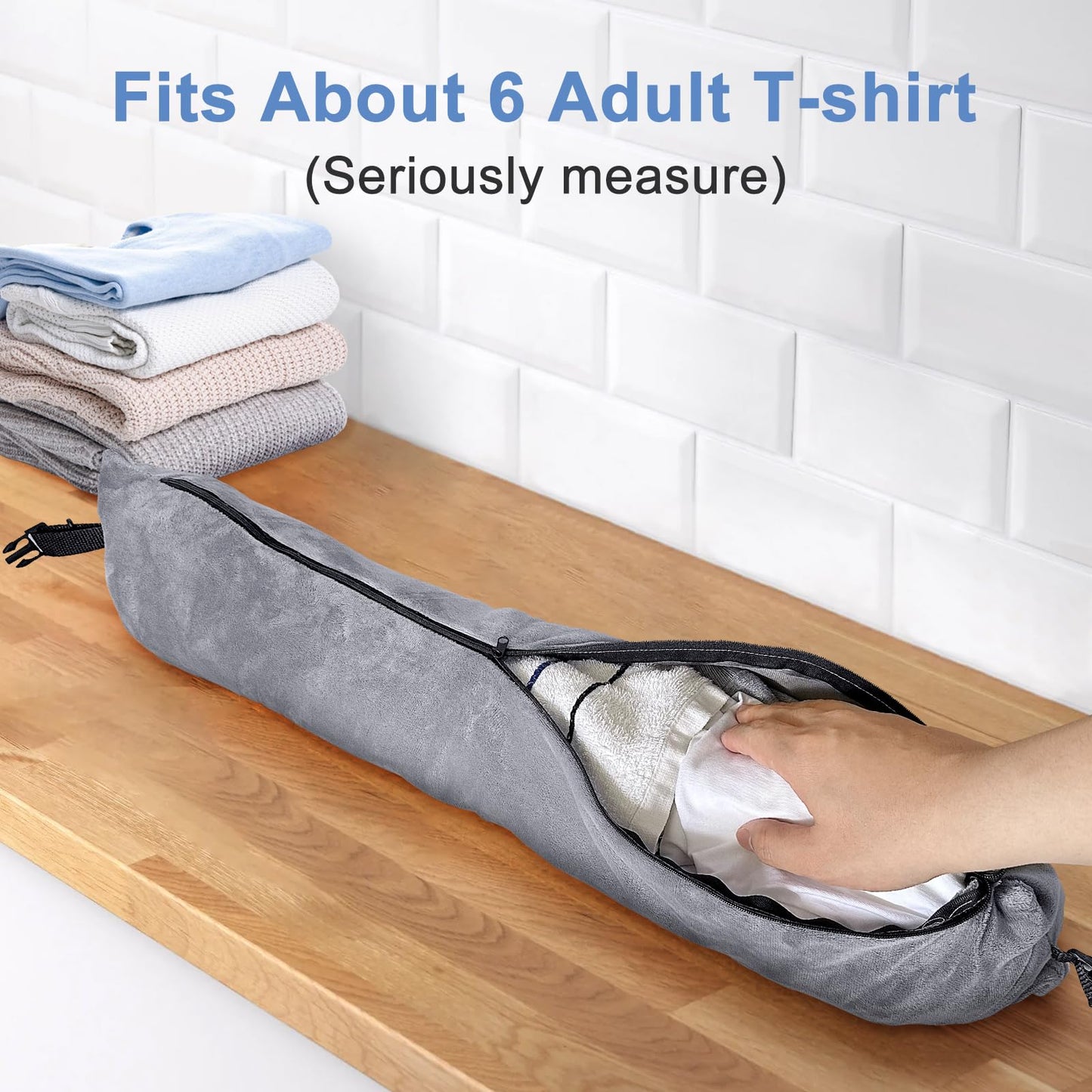 Eppyyo Stuffable Travel Pillow for Extra Luggage, Velvet Travel Neck Pillow Storage Bag with Adjustable Neck Size, Fits About 6 T-Shirts Travel Essentials Multifunctional Sleeping Rest Cushion