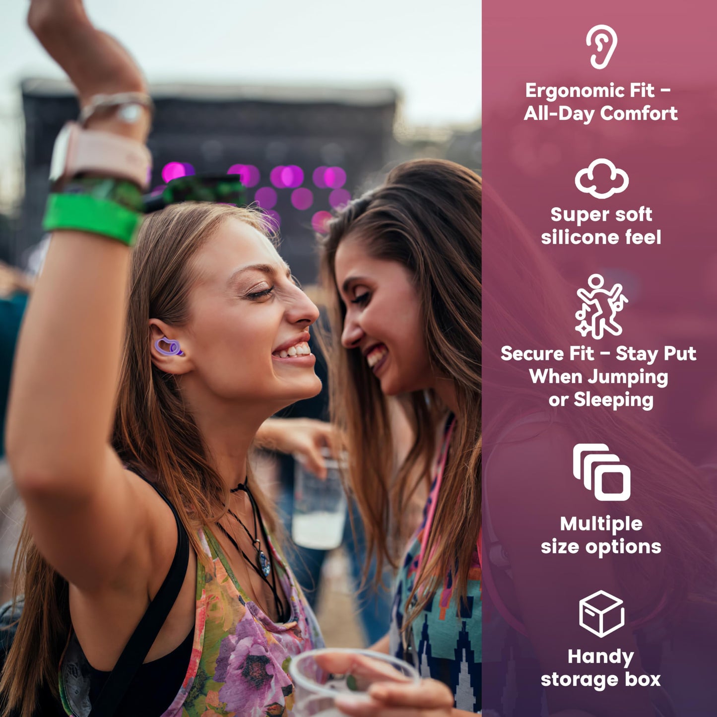 Noise Cancelling Ear Plugs for Sleeping - 2 Pairs Reusable Soft Silicone Noise Block Earplugs for Sound Proof, 31db Noise Reduction Earplug for Sleep, Snoring Blocking, Concert