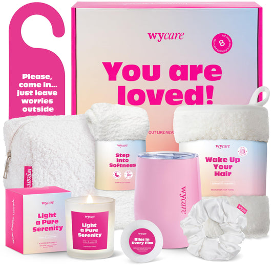 Wycare Gift Box for Women - Perfect Birthday Spa Gift Baskets for Women - Best Friend Birthday Box Care Package - Get Well Soon Self Care Set