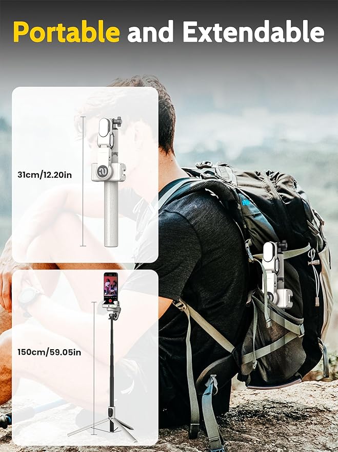 Auto Face Tracking Tripod 360 Rotation w/Stand for iPhone Android,Selfie Stick Phone Stand 360 Rotating for Video Recording,Phone Holder Follow You w/Remote,RGB Light for TikTok(M2Pro White)