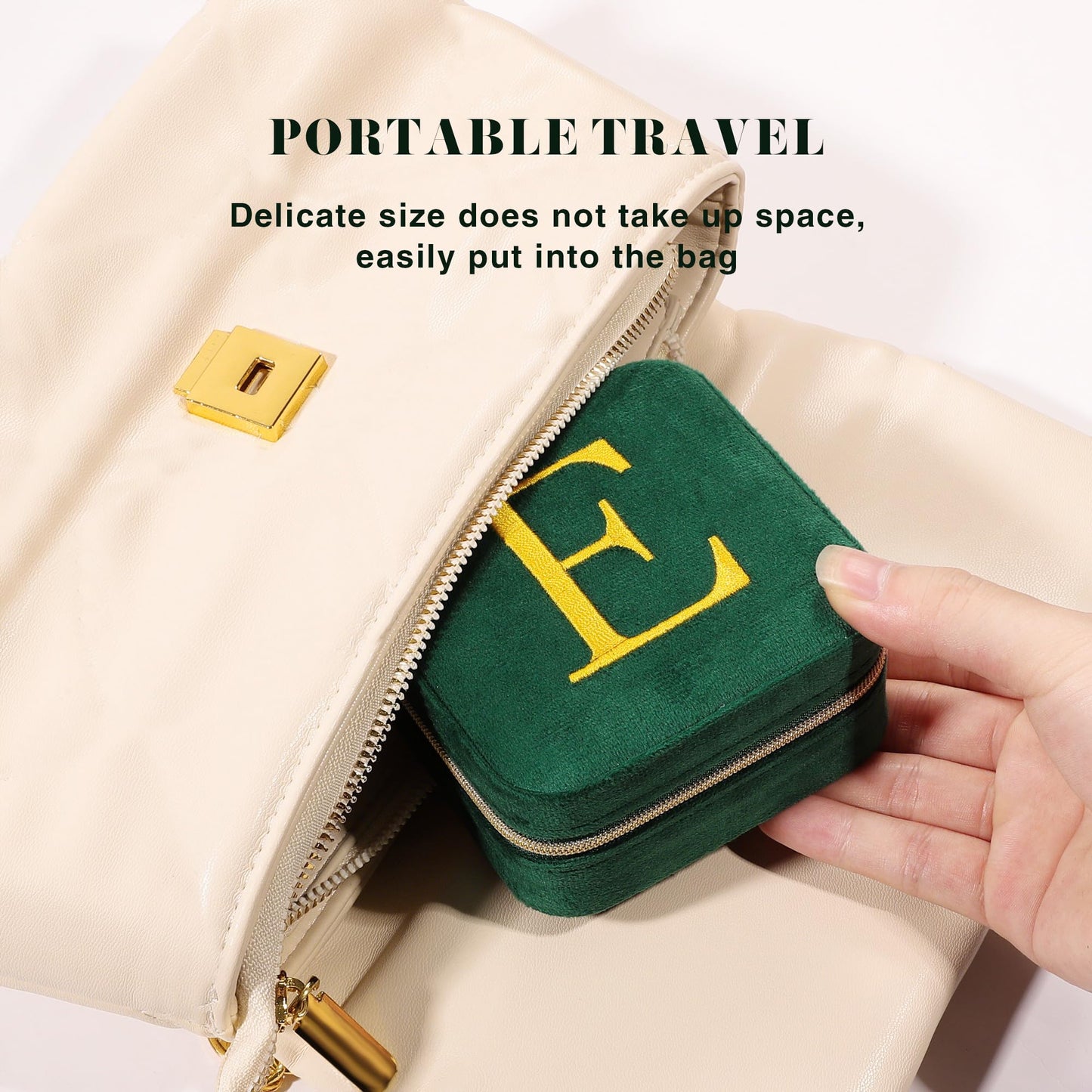 EURGANT Initial Travel Jewelry Case for Women Small Jewelry Box Organizer, Birthday Mom Gifts for Women from Daughter - Letter J