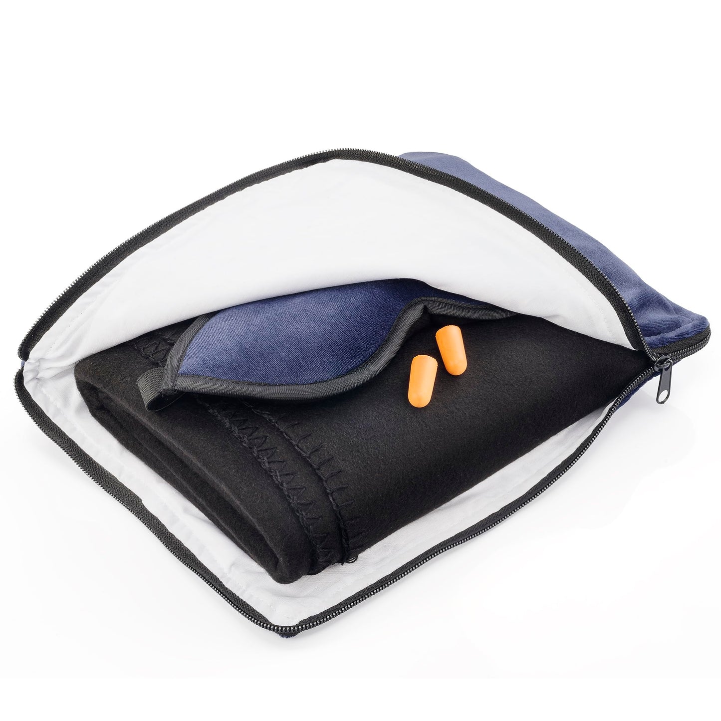 Lewis N. Clark Ultimate Comfort Set + Portable Travel Kit for Airplane, Includes Inflatable Pillow + Zippered Carrying Case, Cozy Fleece Blanket, Eye Mask for Sleeping & Foam Ear Plugs, Black