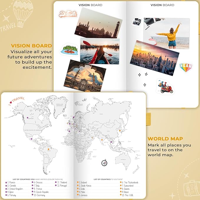 Clever Fox Bucket List Journal – Inspirational Book for Memories & Adventures – Motivational Bucket List Notebook for Couples, A5 (Amber Yellow)