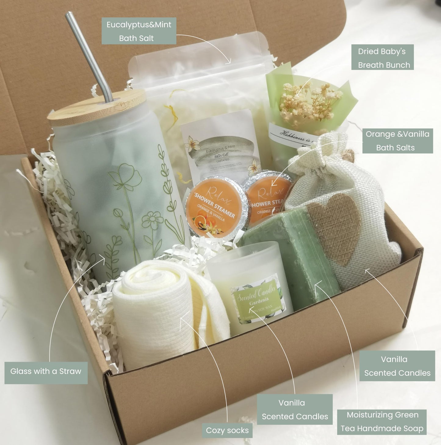 Get Well Soon Gift Basket- Relaxation, Birthday,Mothers gift/Self Care Package, After Surgery, Sympathy Gift for Loss of Loved One, Thinking of You Set, Grief/Comfort/Miscarriage for Women(Sage Green)