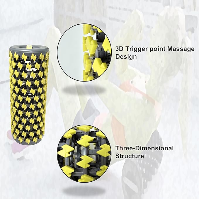 Collapsible Premium Foam Roller for Sore Muscles, Tissue, for Tension and Pain Relief | Massage Rollers for Maximum Tension Relief ∣ High Density Foam for Deep Tissues, Thigh, Arms (Yellow)