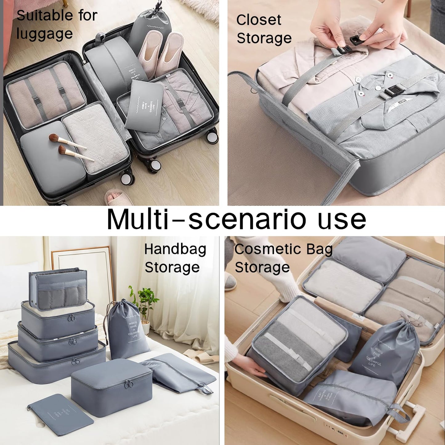 Travel Accessory Organizer, 8 Set Packing Cubes for Suitcases, Convenient Travel Packing Organizer