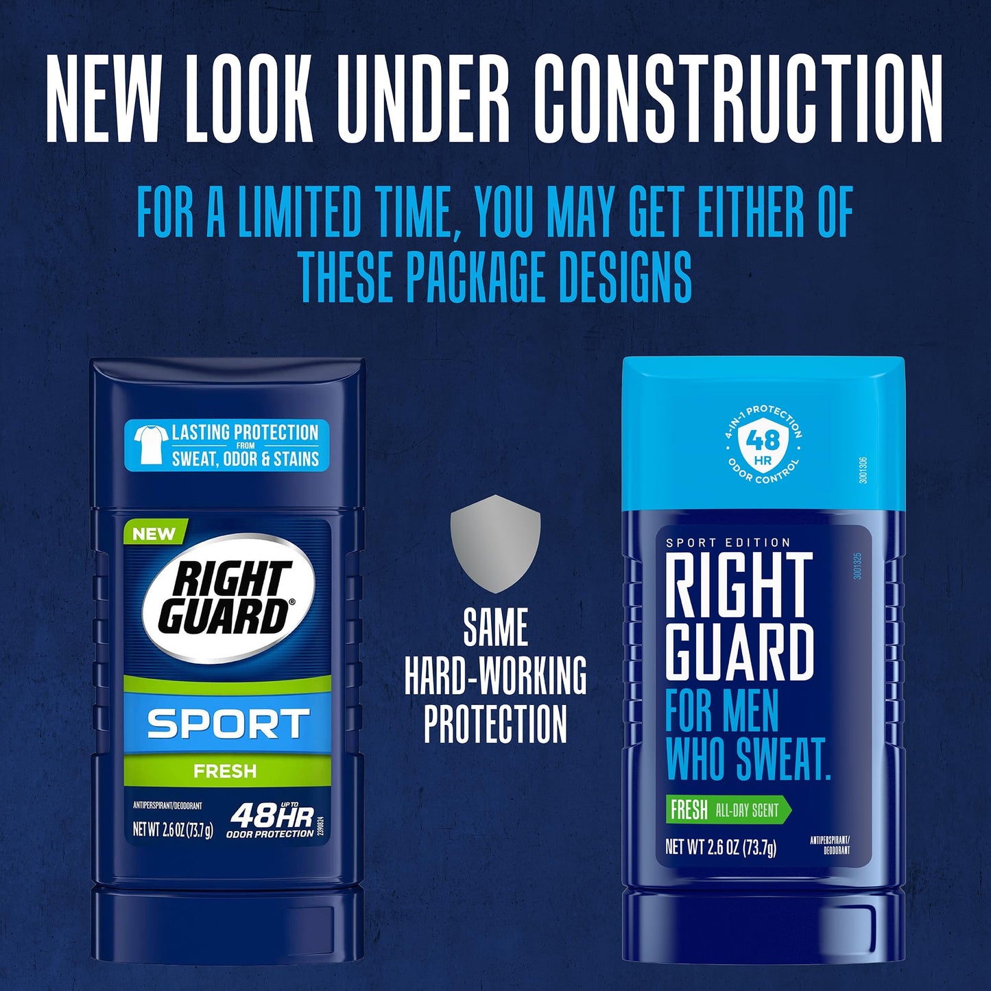 Right Guard Sport Fresh Scent Antiperspirant & Deodorant Invisible Solid - 4-in-1 Deodorant For Men, Blocks Sweat, 48-Hour Odor Protection, Quick-Drying, & Long-Lasting, 2.6 oz (6 Pack)