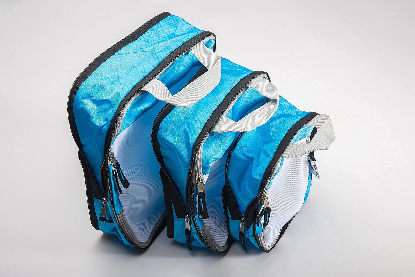 TRIP NUTS 6 Piece Travel Compression Packing Cubes Set - Luggage Organizer, BlueWhite