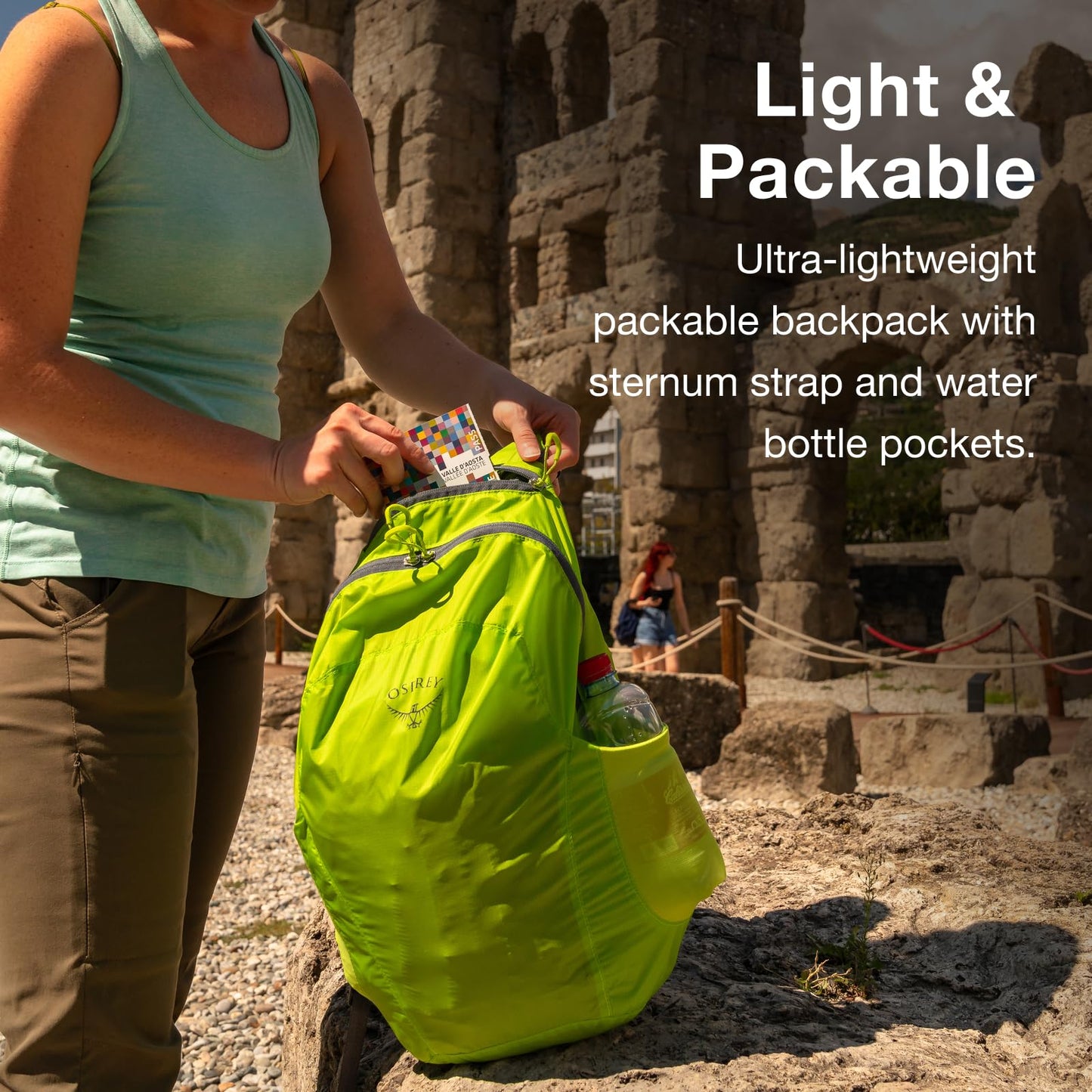 Osprey Ultralight Collapsible Stuff Pack - Lightweight, Packable Travel Backpack — Extra Bag For Travel and Every Day — 18 L Capacity Daypack to Expand Luggage, Black