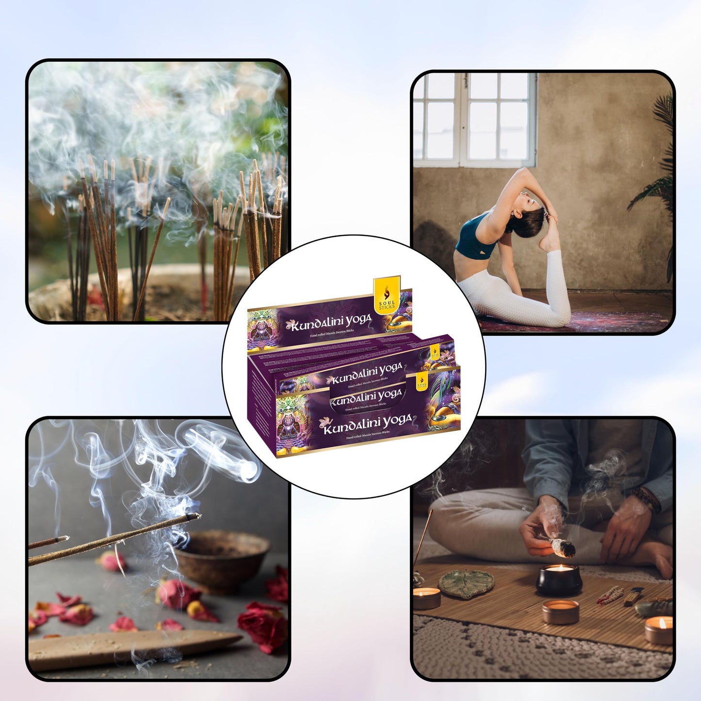 SOUL STICKS Hand-Rolled Incense Sticks Mystic Spirit Blends 180 Gram Box | 100% Natural Masala Incense Organic Home Fragrance Agarbatti (Kundalini Yoga)