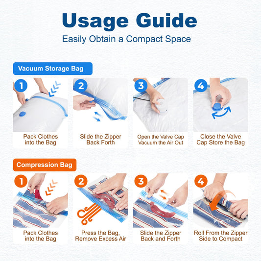 HOUSE DAY 18 Pack Vacuum Storage Bags with Electric Pump, Valve, Space Saver Vacuum Seal Bags for Clothing, Comforters, and Travel Essentials 3 Jumbo,3 Large,3 Medium,3 Small/3 Small,3 XS Roll Up Bag