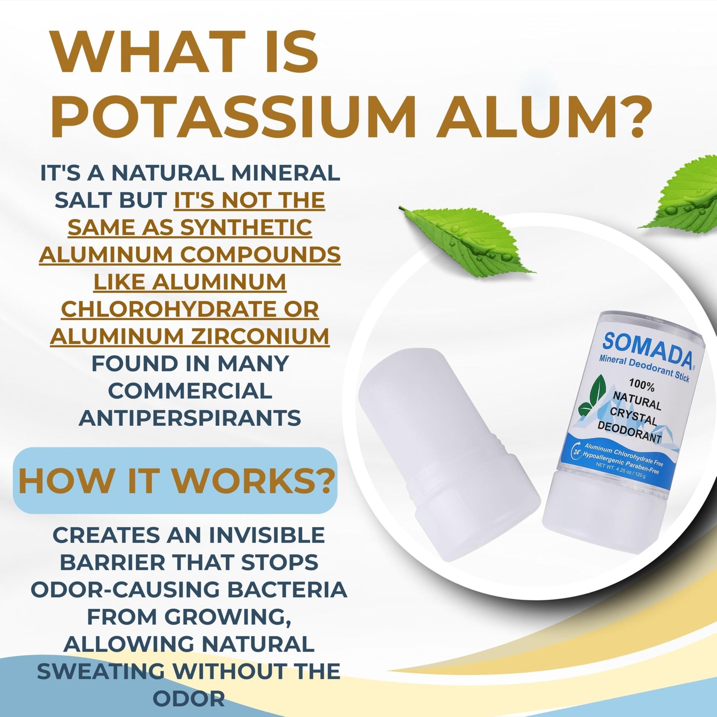 Crystal Deodorant Stick for Women and Men, 4.25 oz/120g - 100% Natural Alum Salt Stone Rock - Unscented Mineral Rock