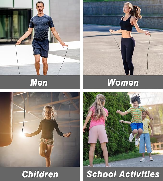 Jump Rope for Women Men Kids, EGOSKY Adjustable Wooden Handle Skipping Rope for Adult Boys Girls Fitness Exercise Outdoor Activity