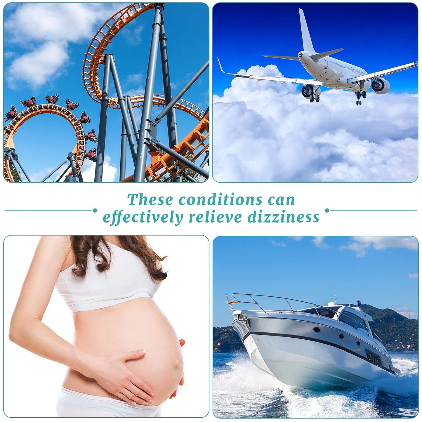 Jadive 4 Pieces Anti Nausea Wristband Seasickness Motion Sickness Bracelets Wristband Adjustable Motion Nausea Bands for Motion Sickness, Morning Sickness, Car Sickness, Travel Sickness