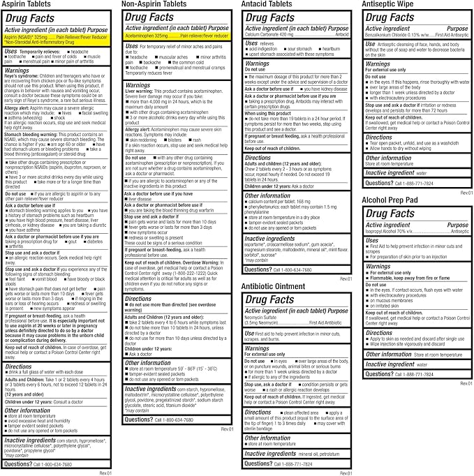 Be Smart Get Prepared 180 Piece First Aid Kit: Clean, Treat, Protect Minor Cuts, Scrapes. Home, Office, Car, School, Business, Travel, Emergency, Survival, Hunting, Outdoor, Camping & Sports, FSA HSA