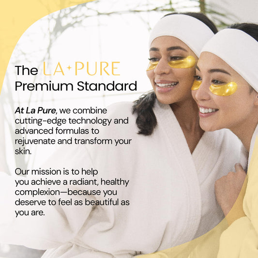 LA PURE 24k Gold Under Eye Mask for Dark Circles and Puffiness, Revitalizing & Non-Irritating Anti Aging Eye Patches with Hyaluronic Acid & Collagen - Dermatologically Tested - 15 Pairs Eye Gel Pads