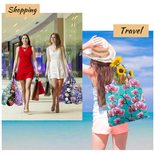 BeeGreen Large Flower Tote Bag - 12 Pack Heavy Duty Reusable Grocery Bags and Foldable Shopping Bags for Groceries, Cute Travel Reusable Gifts,Lightweight Washable Cloth Bag With Handles for Women