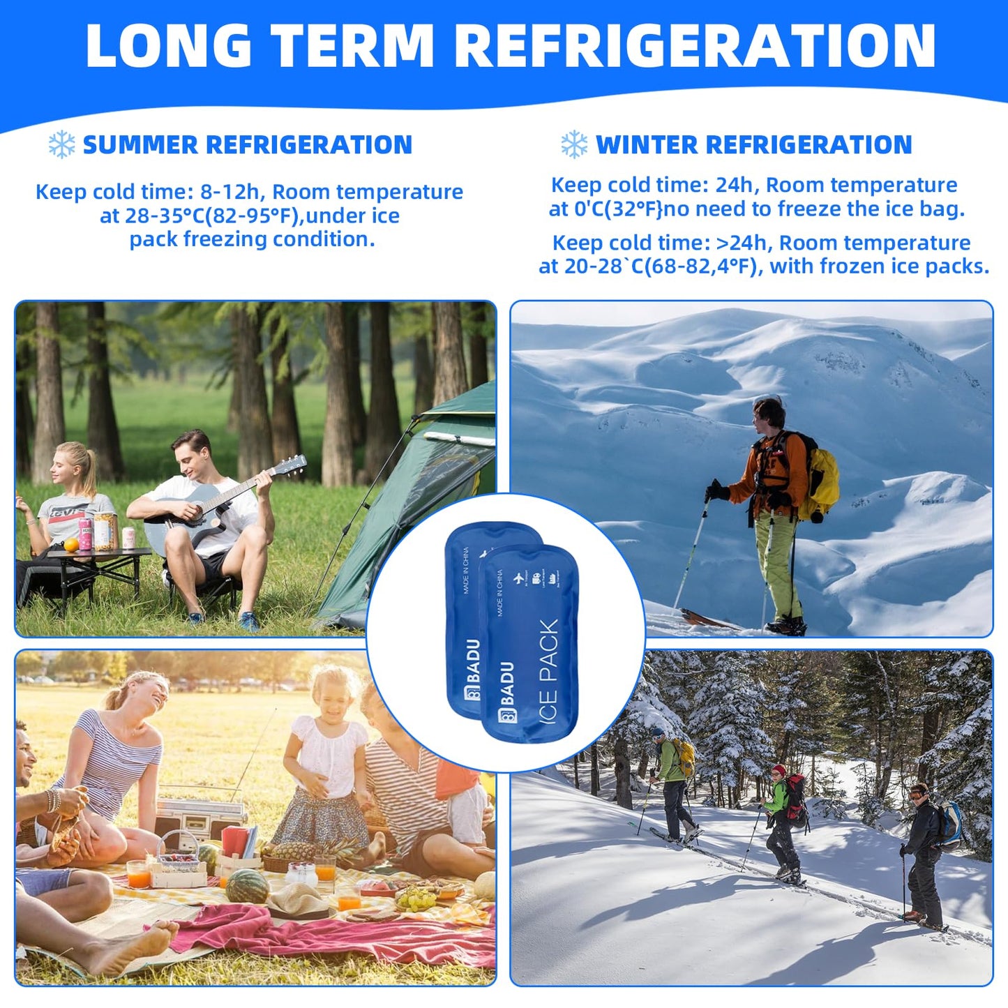 2 PCS Ice Packs for Insulin Cooler Travel Case, Reusable TSA Approved Ice Packs, Travel Ice Packs for Medications, Keep Medication Cool 8-10h in Diabetic Travel Case(Ice Pack Only, No Ice Case)