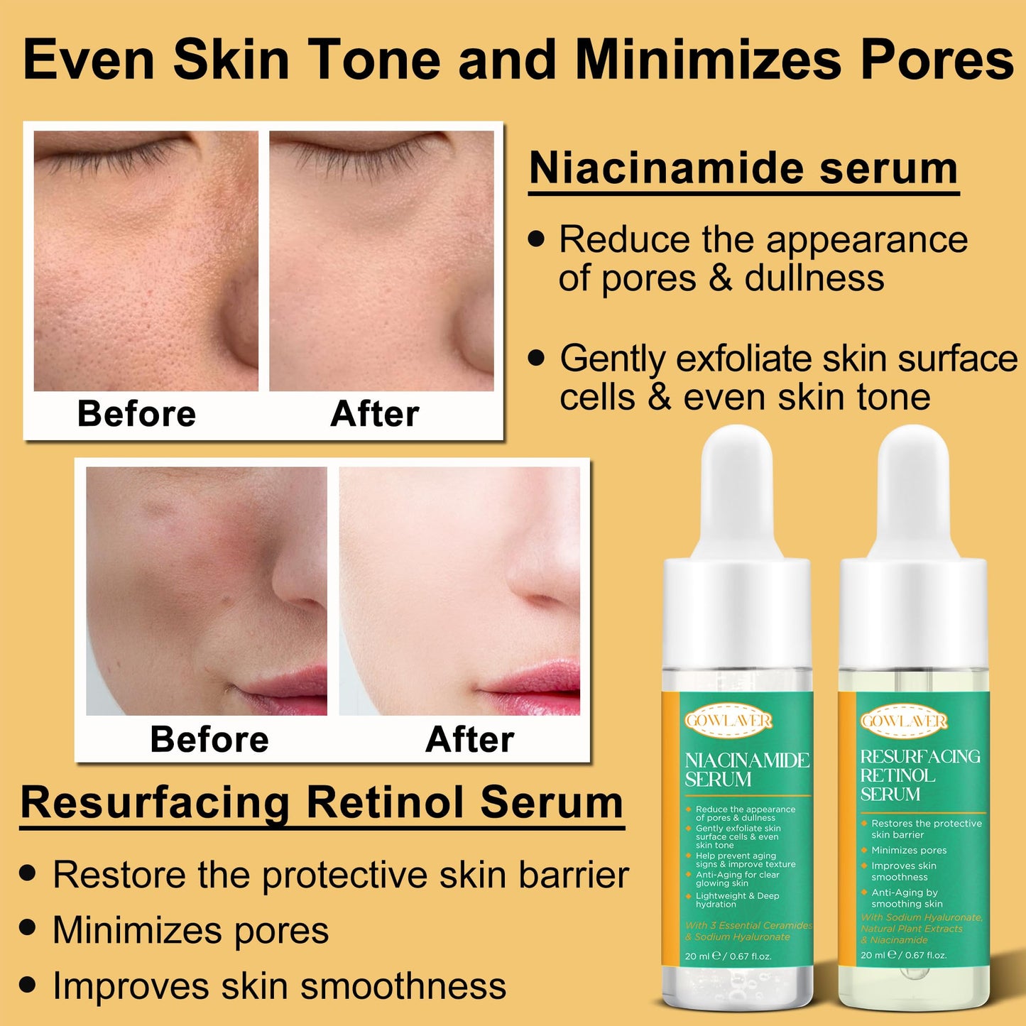 Skin Care Set for Women Teen - Hydrating & Anti-Aging Facial Routine Skincare Products Gift Set,Cleanser,Toner,Retinol Serum,Niacinamide Hyaluronic Acid Serum & Face Cream - Gifts for Women Christmas