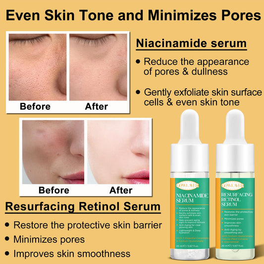 Skin Care Set for Women Teen - Hydrating & Anti-Aging Facial Routine Skincare Products Gift Set,Cleanser,Toner,Retinol Serum,Niacinamide Hyaluronic Acid Serum & Face Cream - Gifts for Women Christmas