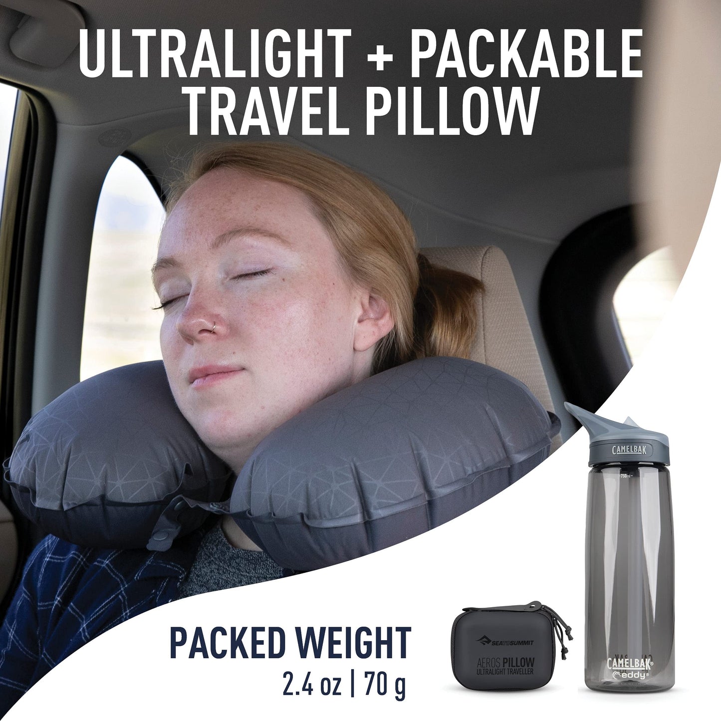 Sea to Summit Aeros Ultralight Traveller Inflatable Neck Pillow, Grey