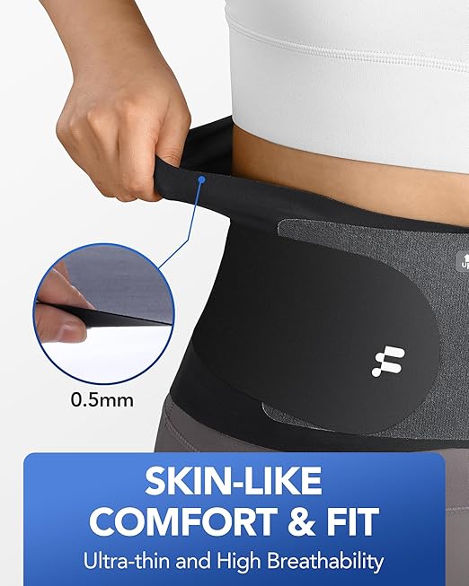 0.5mm Ultra Thin Back Brace with 3D Lumbar Pad, Seamless Yoga Fabric, Lightweight Back Brace for Lower Back Pain Women Men, Sciatica, Posture, Back Support Brace for Wearing Under Clothes