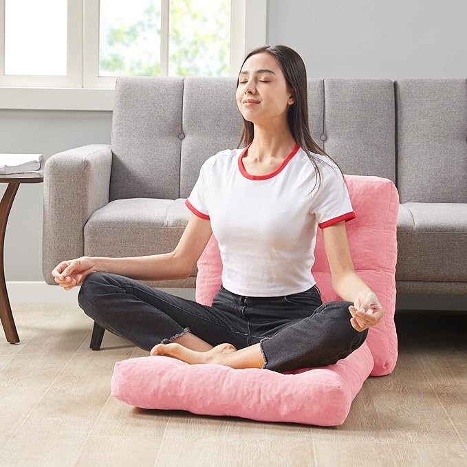 Pink Floor Pillow Set of 2 – Stylish Corduroy Cushions for Women, Perfect for Meditation, Yoga, and Relaxation, 22x22 Inch