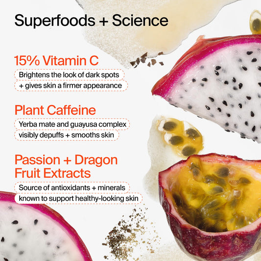 Youth To The People 15% Vitamin C + Caffeine Energy Brightening Face Serum for Uneven Tone - Reduce Puffiness, Improve Texture, Treat Dark Spots + Dullness, Antioxidants Day Serum, Vegan - 1 fl oz