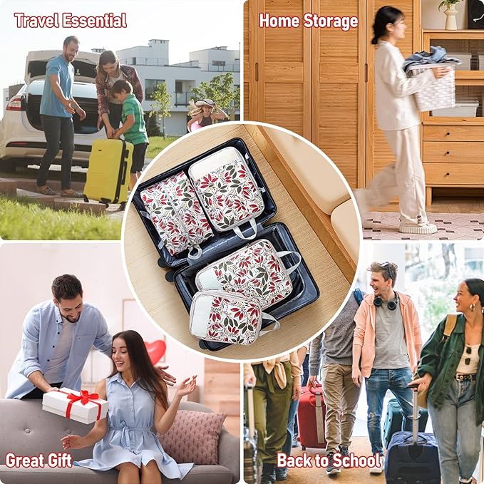 4-Piece Packing Cube Set - Lightweight Luggage Organizers for Travel, Vacation and Suitcases - Durable Accessories with Compression