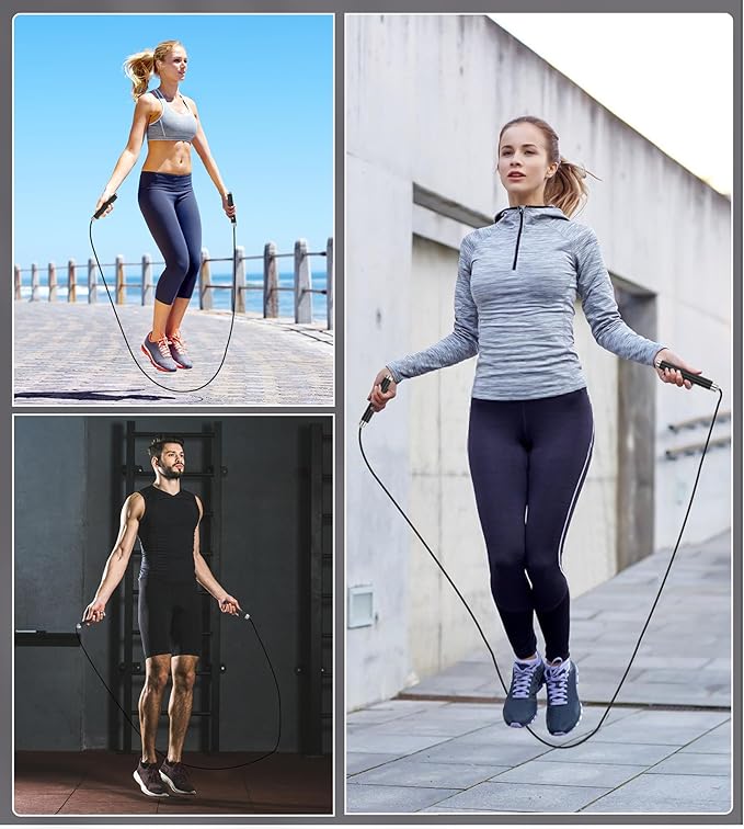 Jump Rope for Fitness, AUMCDIK Speed Skipping Rope for Women Men, Adjustable Jumping Rope with Alloy & Silicone Handle for Workout Boxing Aerobic Exercise