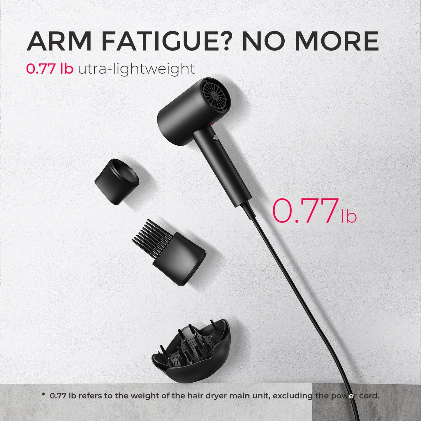 TYMO Diffuser Hair Dryer Blow Dryer - 300 Million Ionic Hairdryer with Diffuser & Comb Attachment for Curly Hair, Professional Blowdryer for Women, Cool Air Button, Small Travel Lightweight, Black