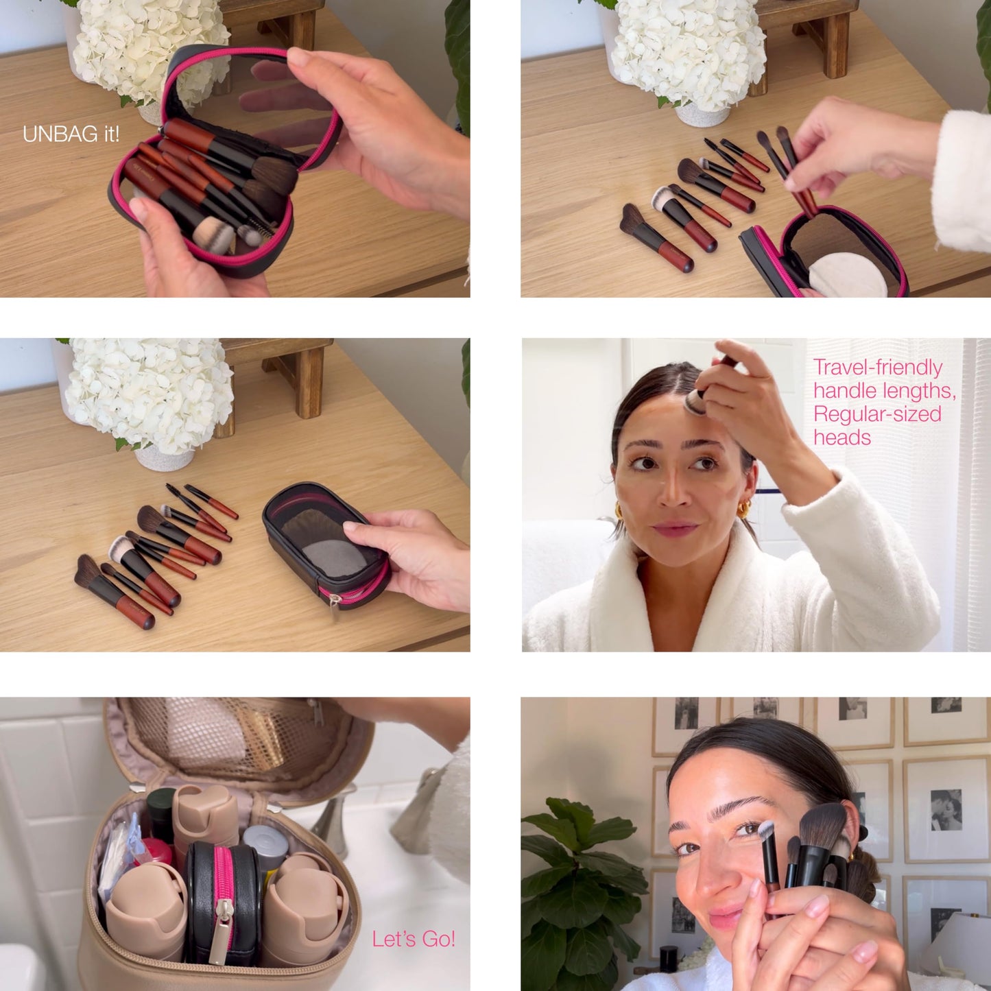 Cosme 9 FLAWLESS FACE MINI TRAVEL Makeup Brush Set: Foundation, Eyeshadow, Blush, Contour, Powder Mini Makeup Brush Set & Case. Synthetic & Natural Hair Makeup Brushes with Compact Short Handles