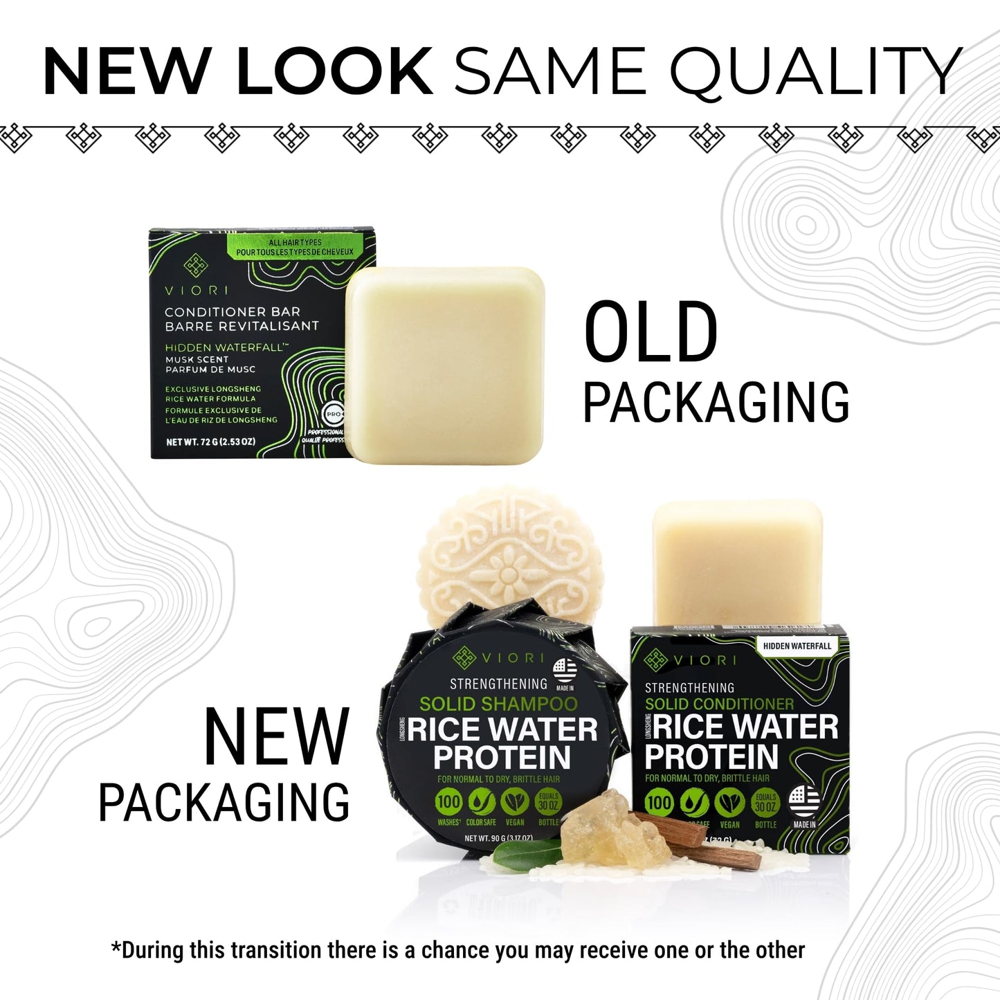 Viori Hidden Waterfall Conditioner Bar Made with Rice Water - Handcrafted All Natural Organic Conditioner