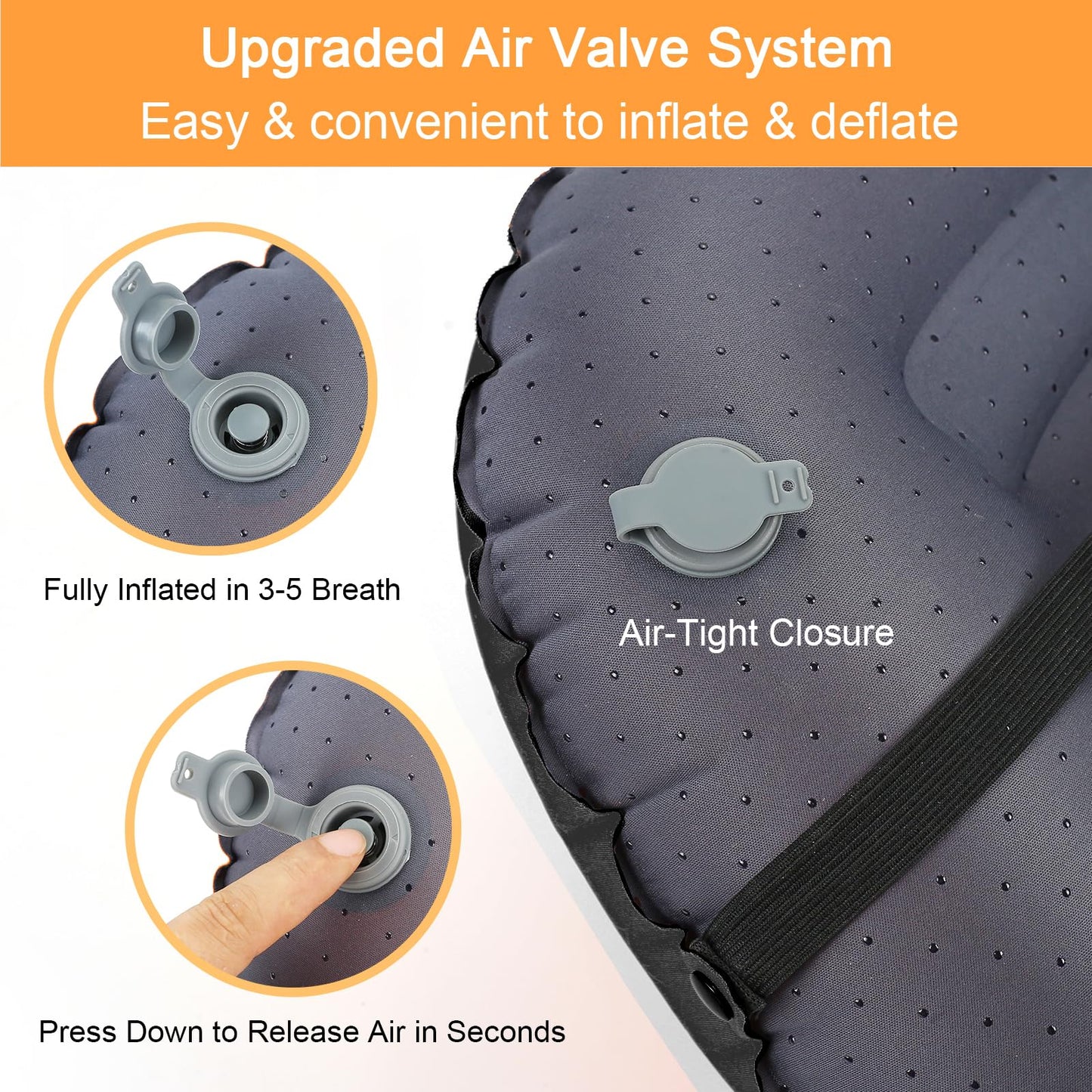 URPRO Ultralight Inflatable Camping Travel Pillow - Compressible, Compact, Comfortable, Ergonomic Inflating Pillows for Neck & Lumbar Support Camp, Hiking, Backpacking Black