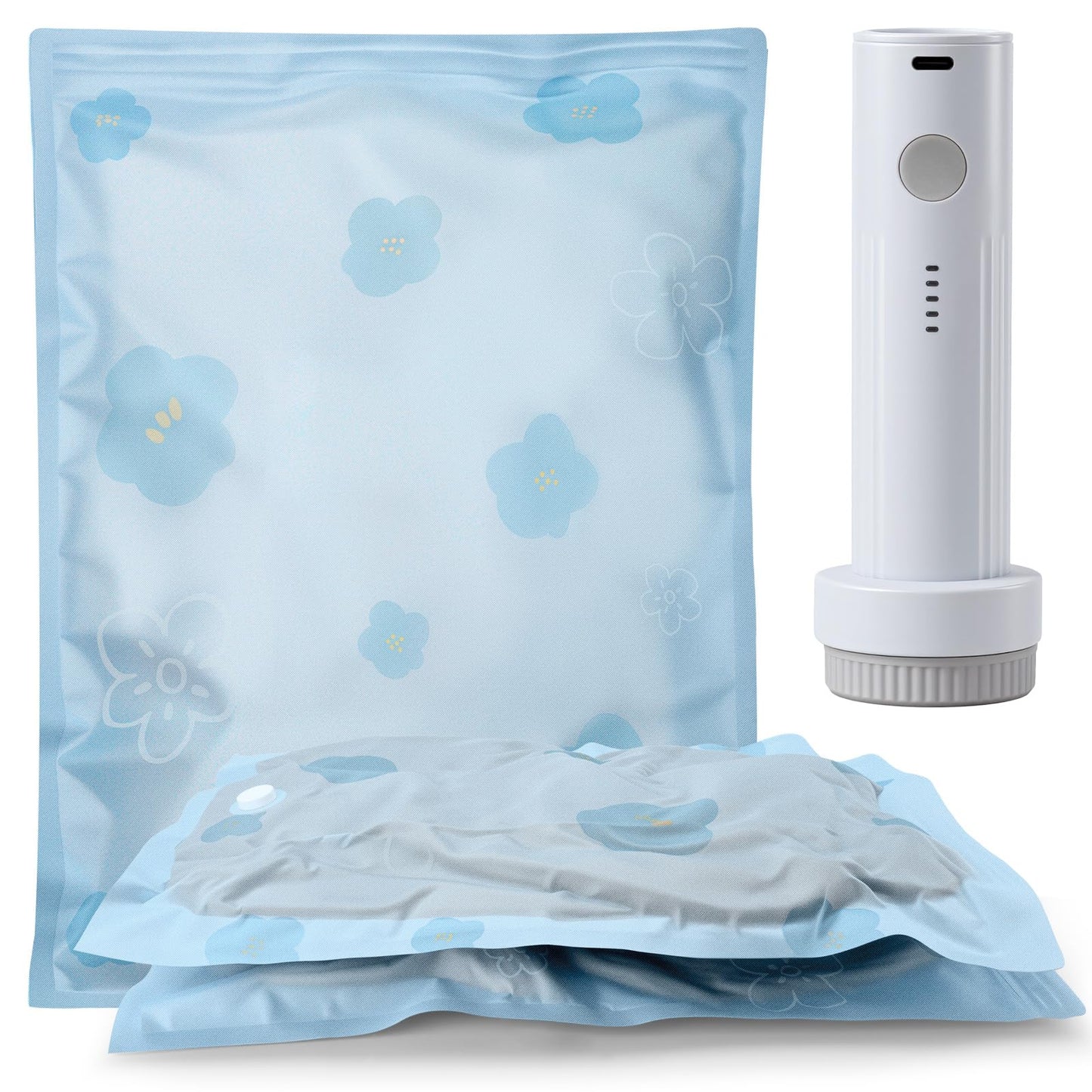 Umimile Vacuum Storage Bags for Travel with Electric Pump, Reusable Travel Vacuum Bags, Space Saver Bags for Luggage, Suitcases and Backpack (2 Small + PUMP)