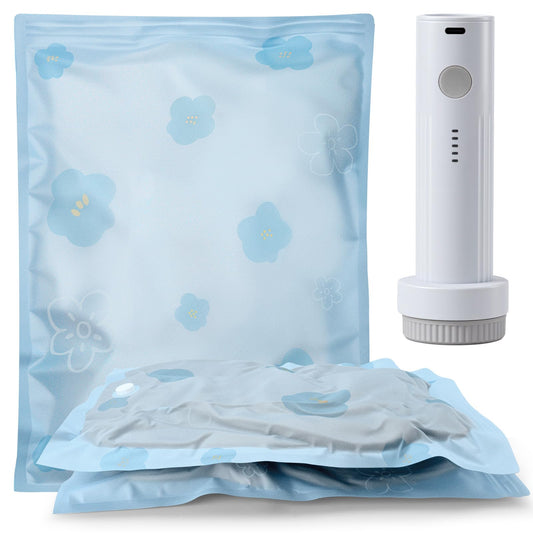 Umimile Vacuum Storage Bags for Travel with Electric Pump, Reusable Travel Vacuum Bags, Space Saver Bags for Luggage, Suitcases and Backpack (2 Small + PUMP)