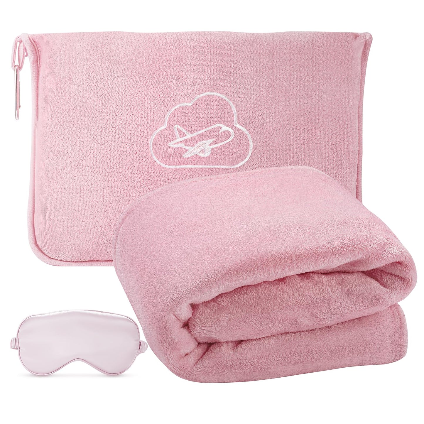 ENZOLVE Travel Blanket, Airplane Blanket with Bag, Ultra-Soft, Warm & Lightweight, 65x40 in, Outdoor Blanket Essentials for Women, Men & Kids, Included Eye Mask, Luggage Sleeve & Backpack Clip