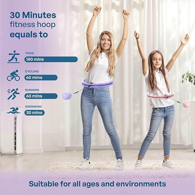 30/12 Knots, Upgraded Magnetic Lock Weighted Hula Hoop for Adults Weight Loss, Infinity Hoop Plus Size, Children Adults Home Outdoors, Fitness Exercise, Abdominal Toner