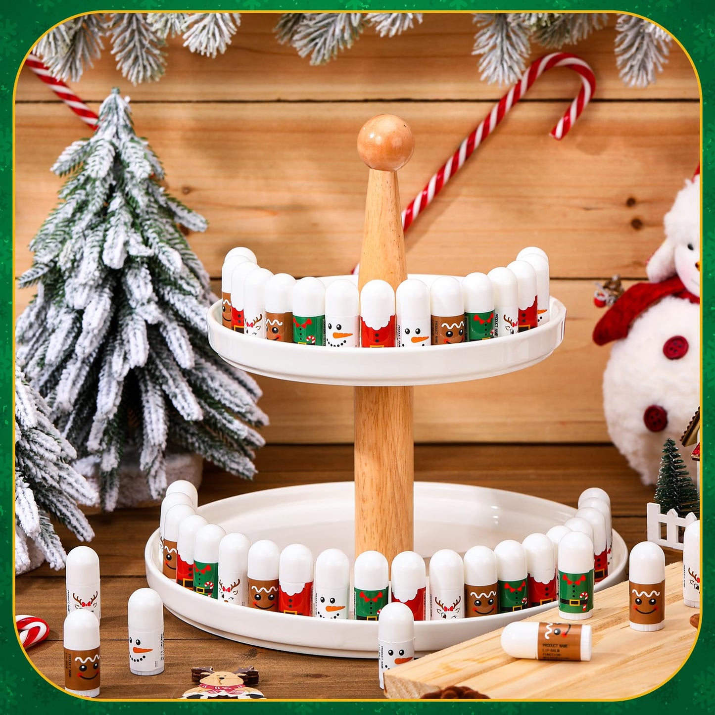 Sacubee 50 Pcs Christmas Peppermint Lip Balms Gifts Bulk, Mini Candy Scented Lip Moisturizer Xmas Party Stocking Stuffer Thank You Appreciation Gift for Women Coworker Staff Homeless (Xmas Character)