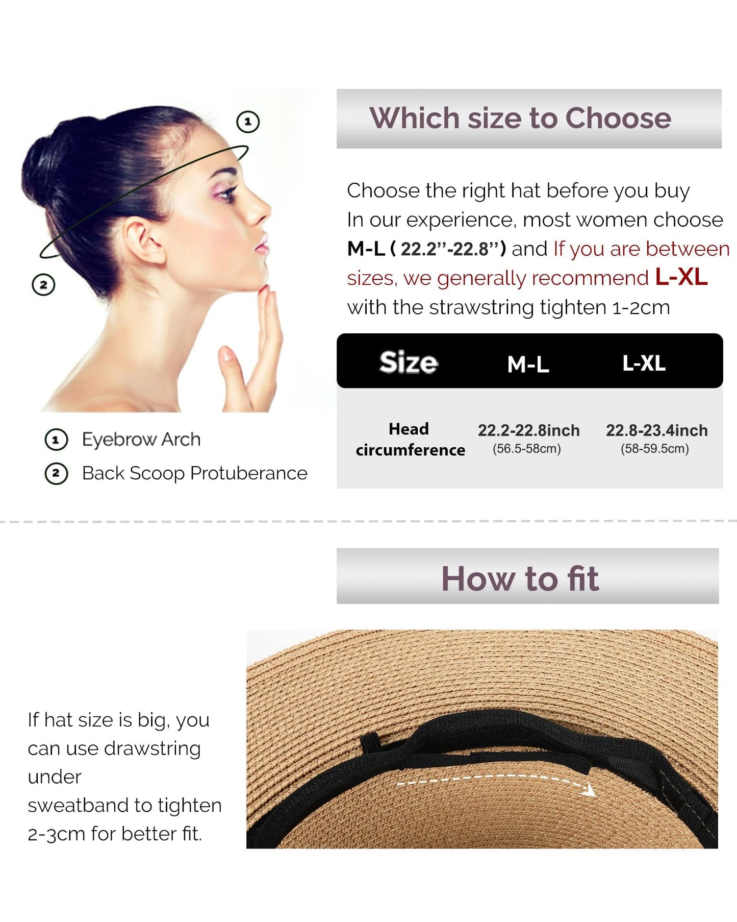 FURTALK Womens Summer Straw Sun Hats Wide Brim Panama Fedora Beach Hat with Wind Lanyard UPF 80+ Khaki