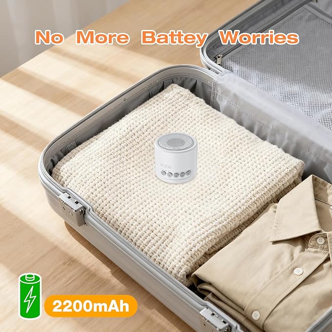 2 in 1 White Noise Sound Machine & LED Wall Sconce with 30 Soothing Sounds Sleeping Timer Motion Sensor Dimmable Night Light 360° Rotate 2200mAh Rechargeable Battery Operated for Bedroom Nursery