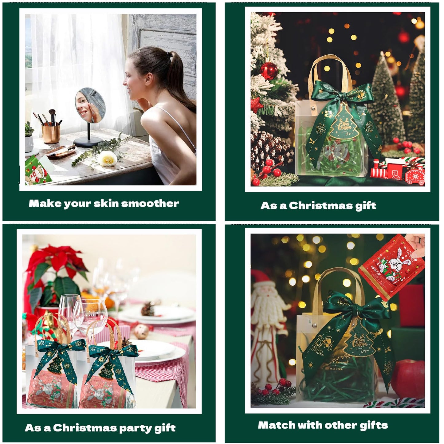 Christmas Party Favors Facial Masks (Pack of 20 with 1 Packaging Bag) Skin Care Beauty Mask Spa Party Supplies Christmas Grooming kit for Women, Christmas Stocking Stuffers Set,Hydrate,Moisturize