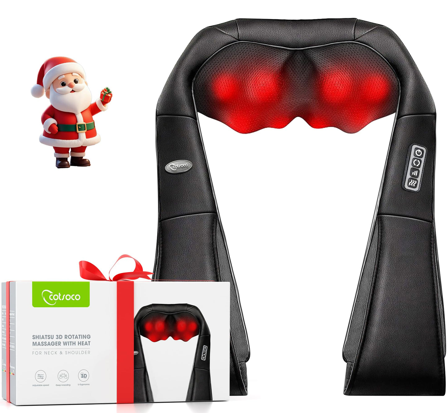 cotsoco Neck Massager,Shiatsu Shoulder and Back Massager with Heat, Electric Deep Tissue Massage Pillow for Body Muscle Pain Relief,Best Gifts Mom Dad Women Men,Home, Office Car Use