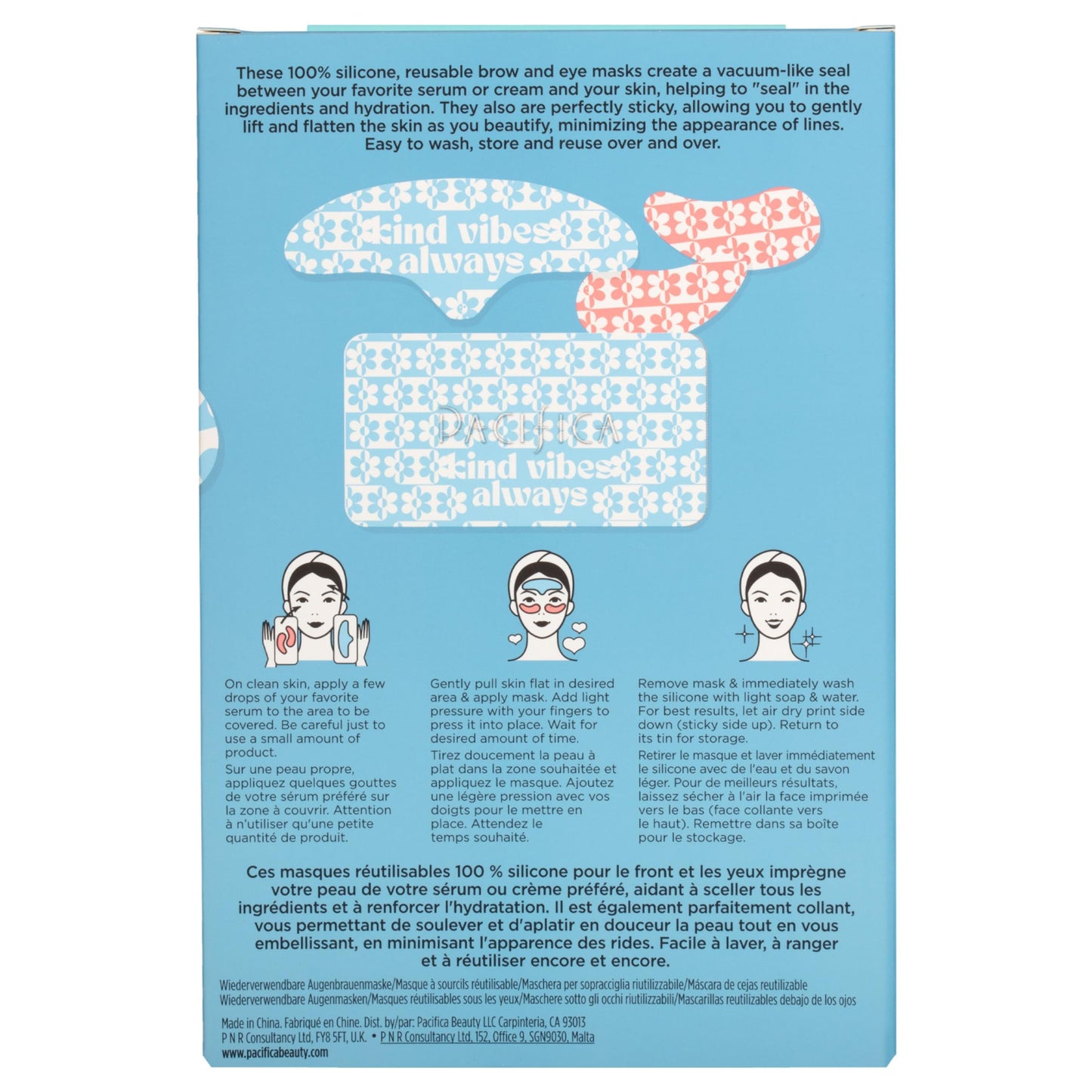 Pacifica Reusable Mask Set – Silicone Undereye & Brow Mask Set for Forehead & Under Eye, Anti-Wrinkle, Firming, Pair with Serum, Vegan & Cruelty-Free, 3 Pieces