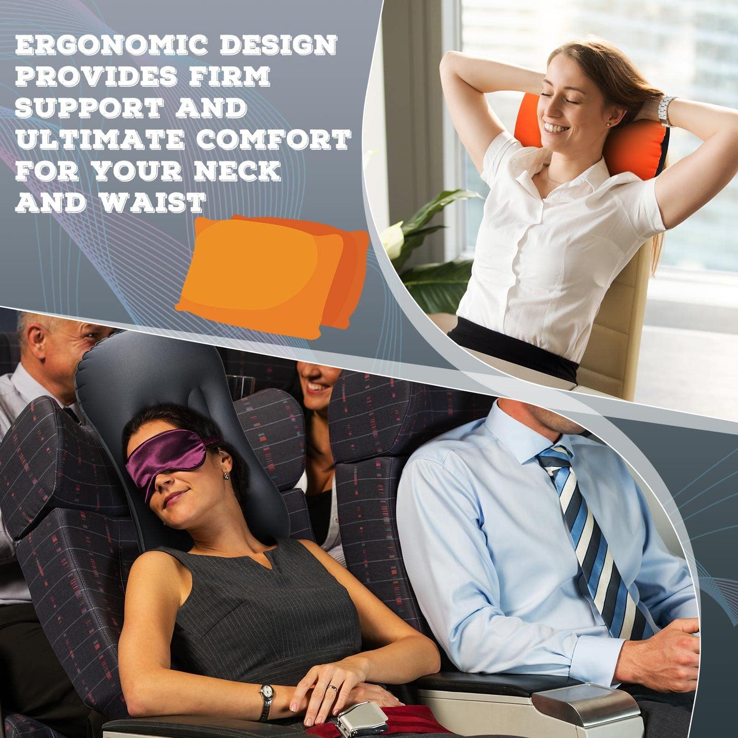 Yulejo 3 Pcs Inflatable Camping Travel Pillow Ultralight Portable Backpacking Pillow for Neck Lumbar Support Camp Hiking Sleeping, 3 Colors