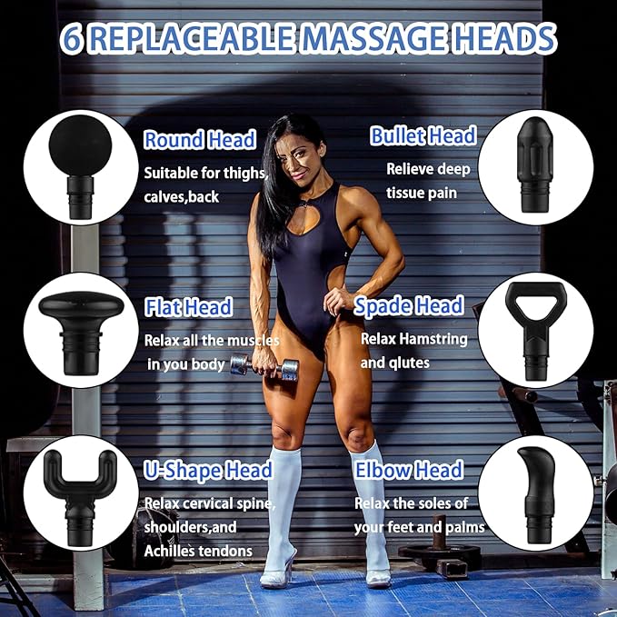 Massage Gun Deep Tissue, Back and Neck Massager for Pain Relief Deep Tissue, Electric Muscle Back Massage Gun, Handheld Massagers, Birthday Gifts for Women/Men/Mom/Dad, Black