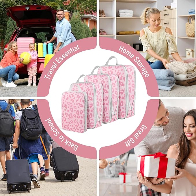 4-Piece Packing Cube Set - Lightweight Luggage Organizers for Travel, Vacation and Suitcases - Durable Accessories with Compression