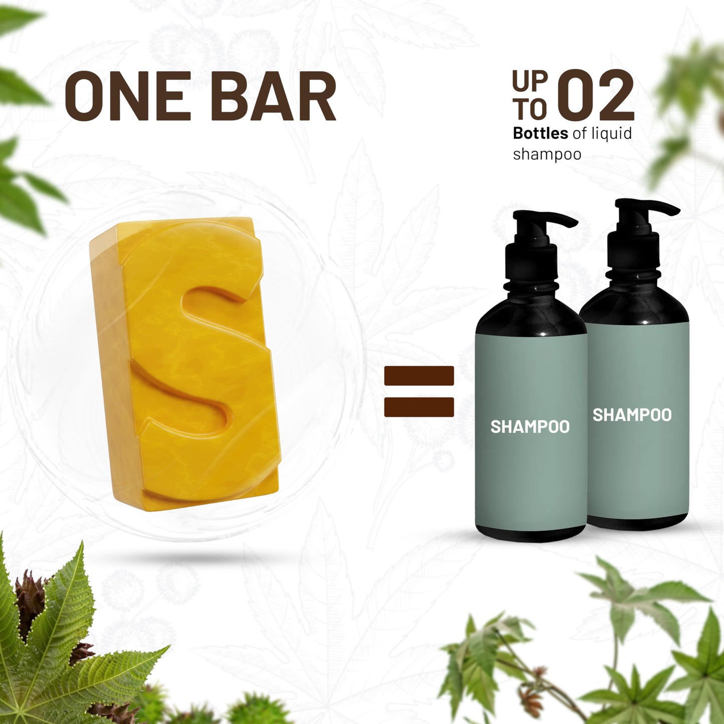 Herbishh Castor Oil Shampoo Bar – Nourishing Solid Shampoo Bar for Hair Growth & Thinning Hair – Castor Oil Soap for Healthy Moisturized Scalp – Natural & Organic Soap for Women & Men 3.53 oz